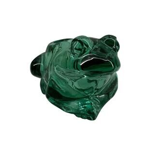Frog Votive Indiana Art Glass Green Frog Candle Holder Paperweight Vintage